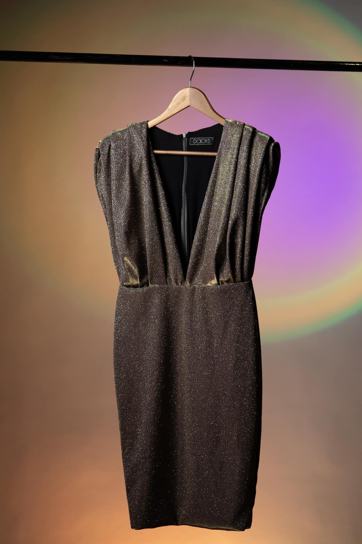 Shimmer Dress with Shoulder Pads