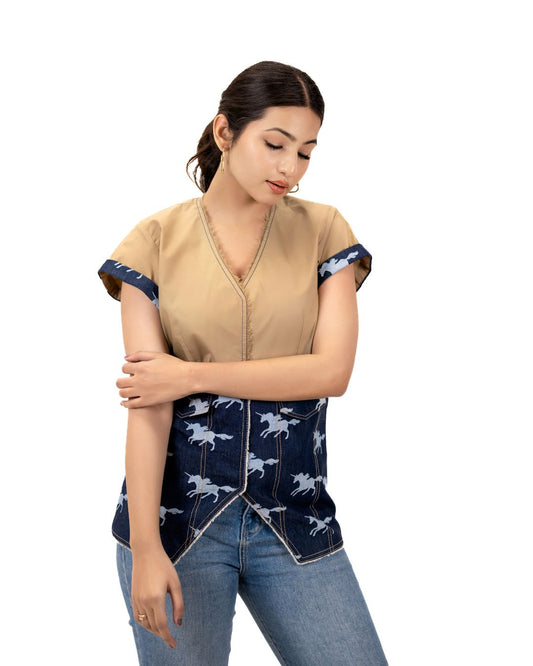 Two-Tone Denim Shirt