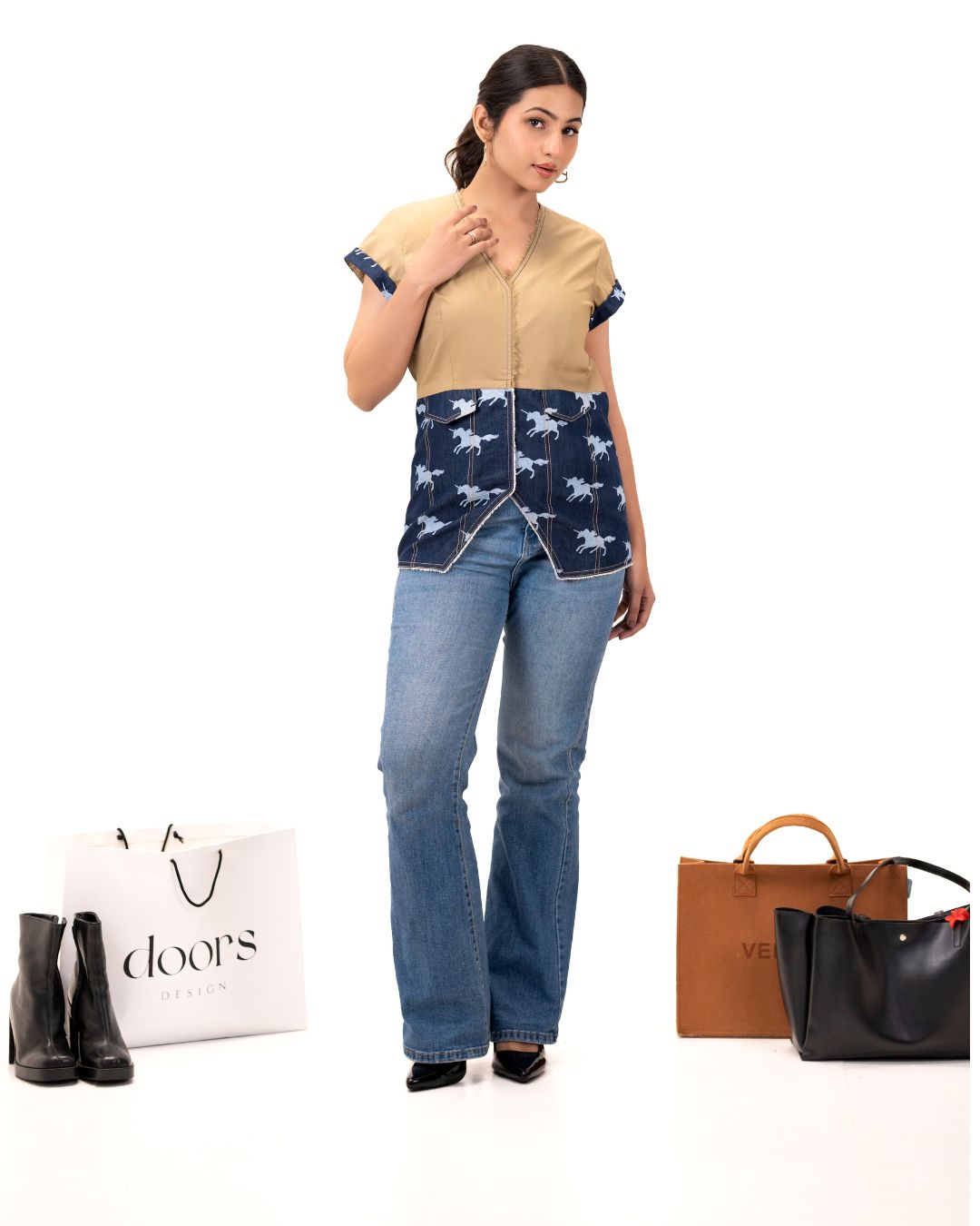 Two-Tone Denim Shirt