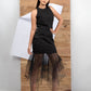 Black Embroidered Tulle Dress