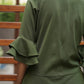 Green Mini Dress with Ruffle Sleeves