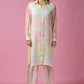 Tie Dye White Long Shirt & Palazzo Set