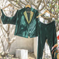 Emerald Green Velvet Pantsuit with Bustier Set
